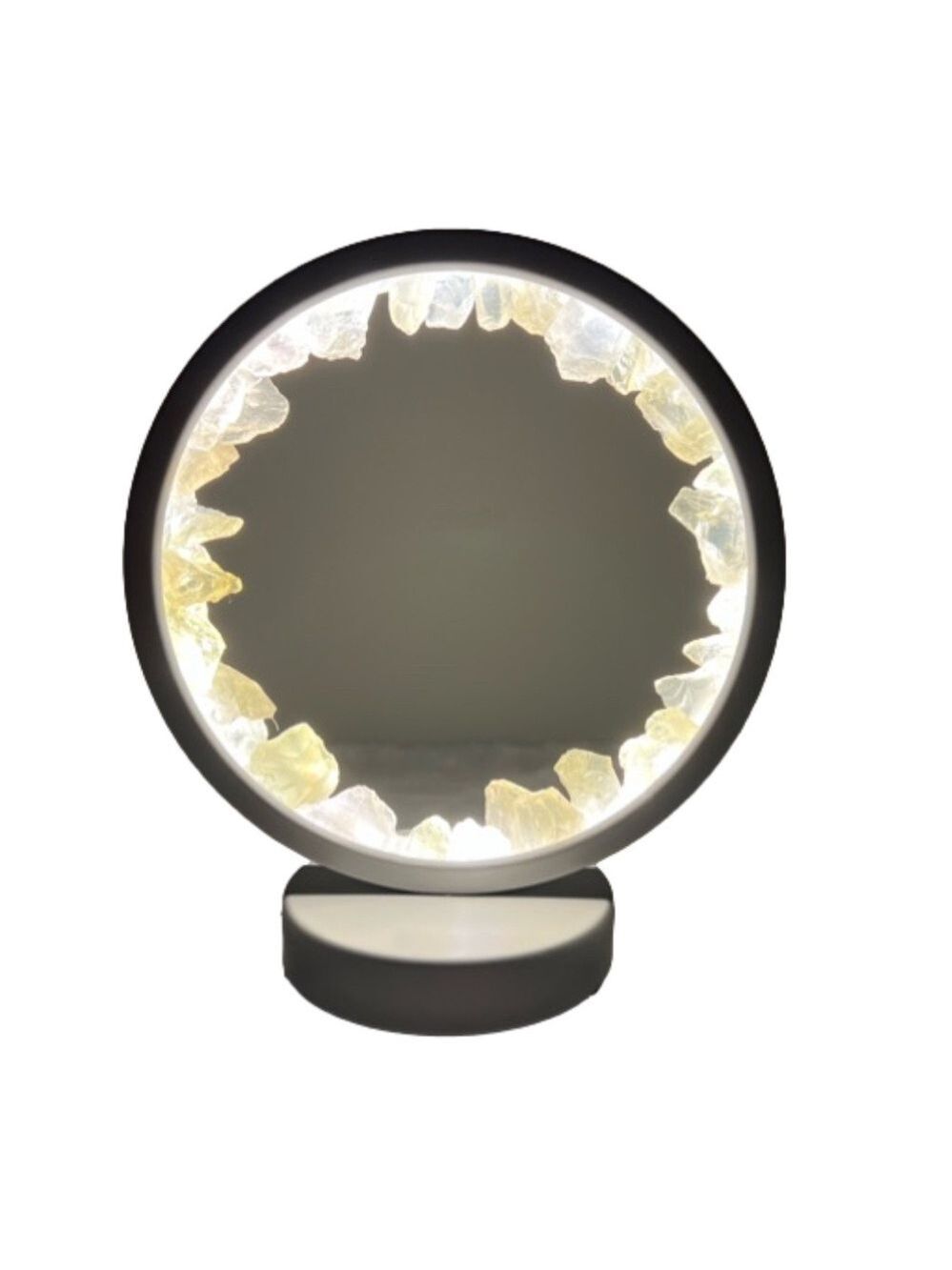 Citrine Circle Rough Gemstone Lamp Warm Color Light